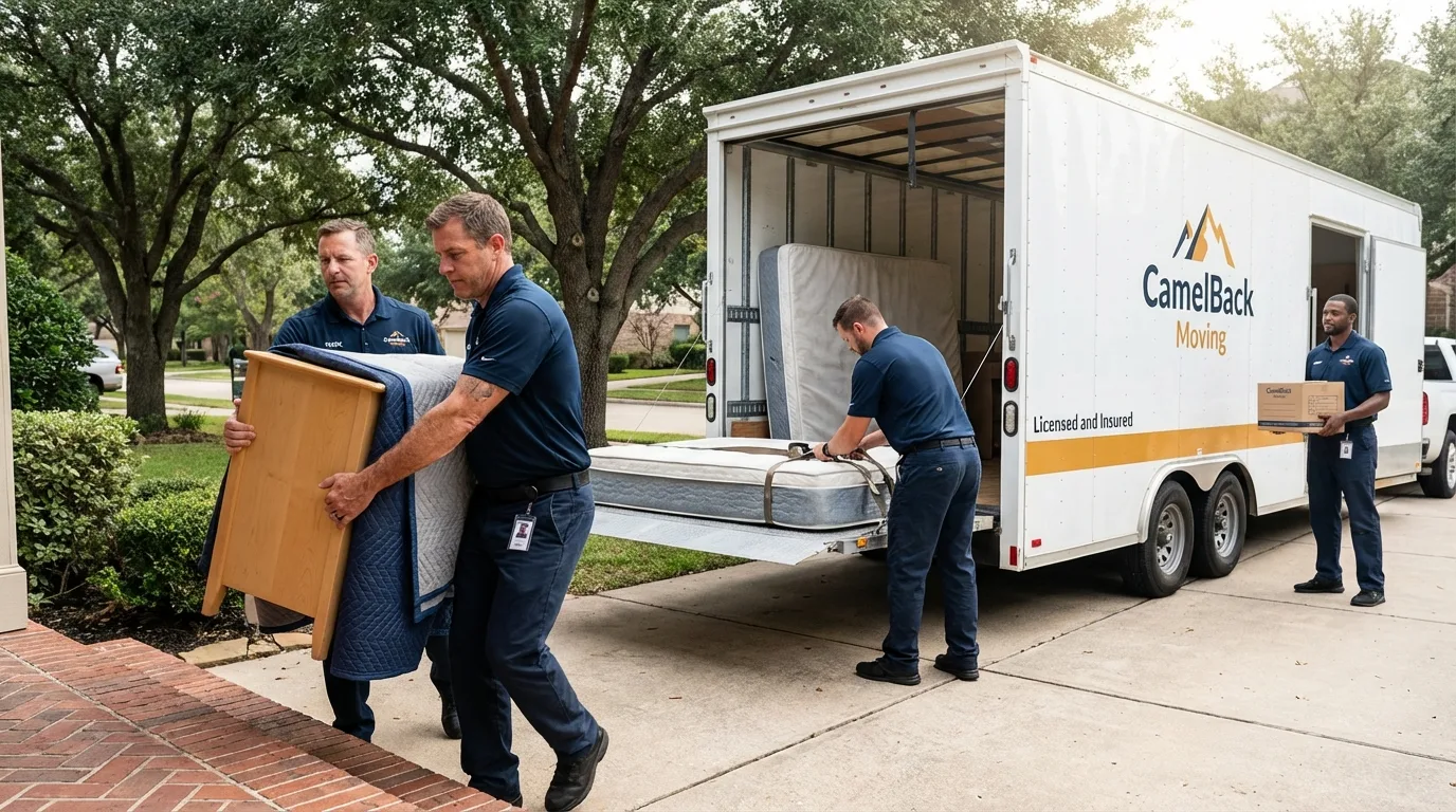 Crew loading residential truck for cross-state move from Casa Grande, AZ