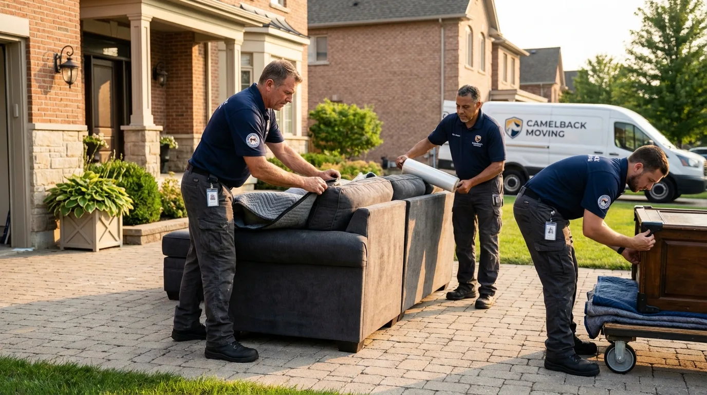 Large estate moving crew wrapping furniture in Casa Grande, AZ