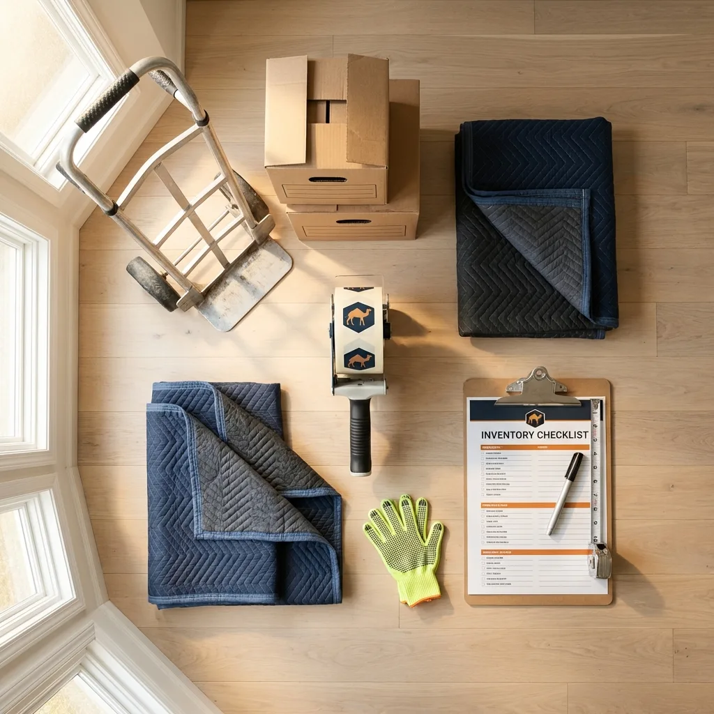 Professional moving supplies and packing materials layout for Casa Grande residential relocations